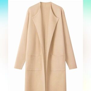 MEROKEETY Open Front Coatigan / Long Sleeve Casual Knit Lapel Cardigan Coat